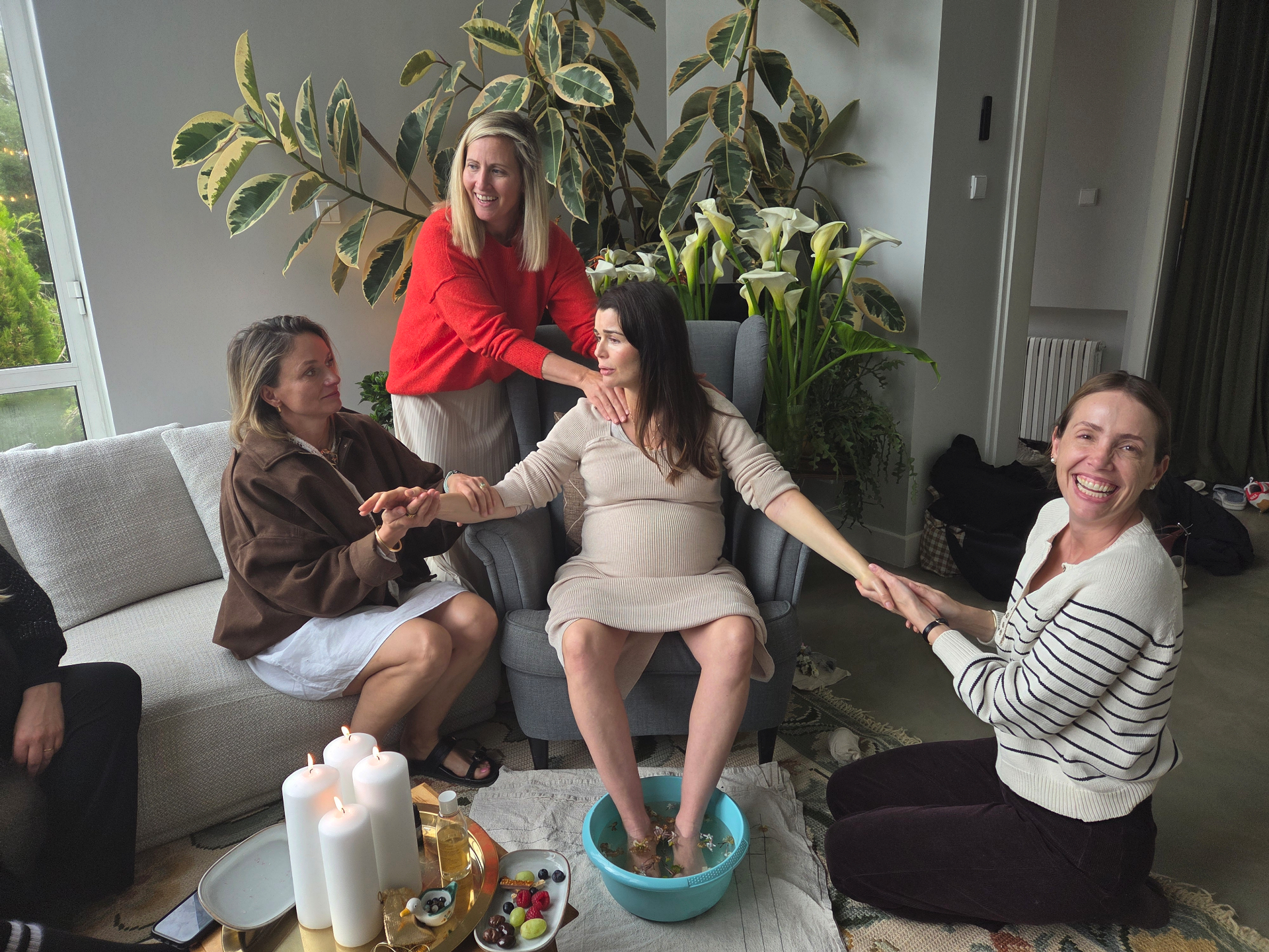 Mother's Blessing — friends holding the mother's hands