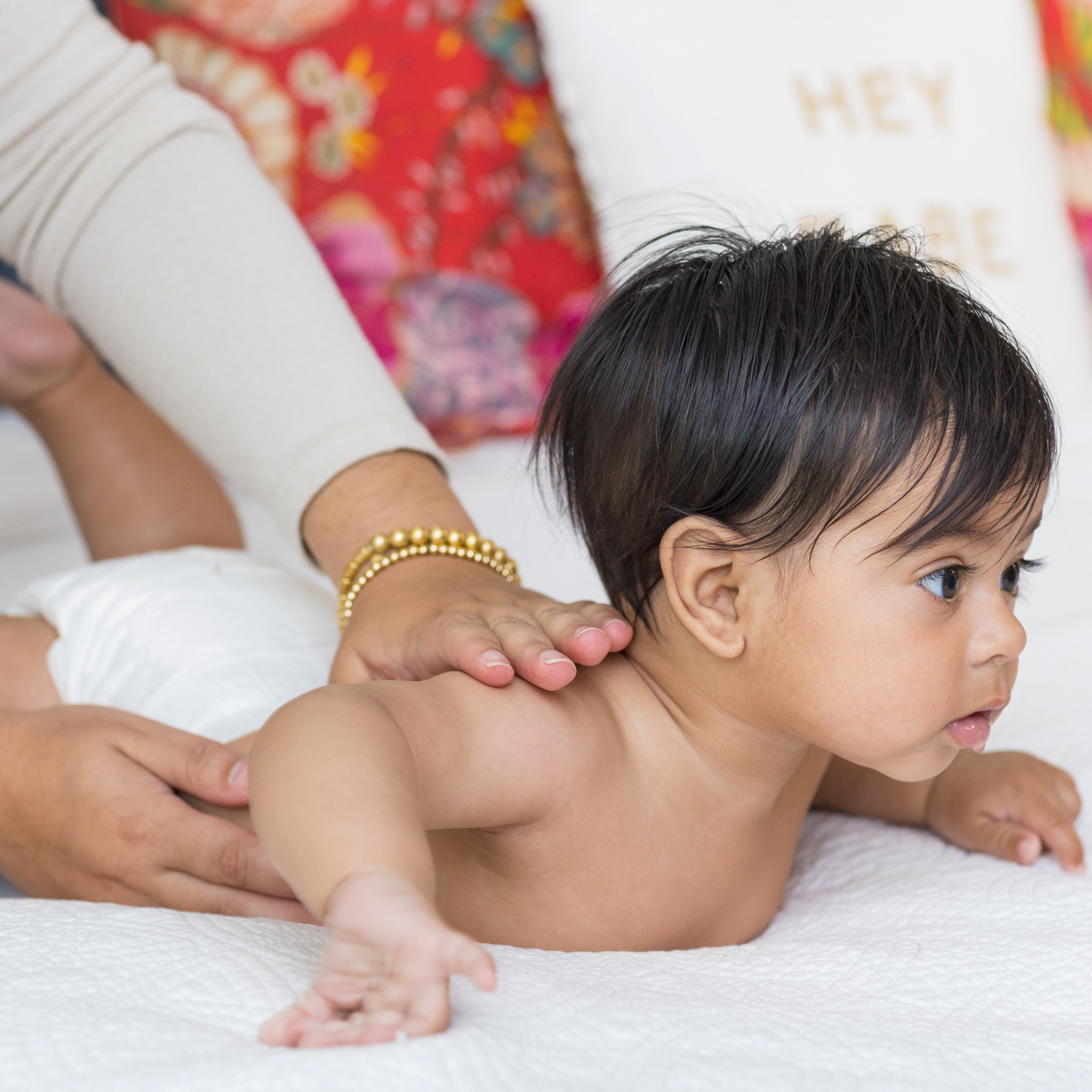Gentle back massage for a baby